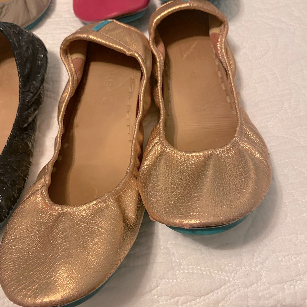 Tieks size 12 Rose Gold Glam, used but tons of life left. Small flaws in photos